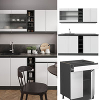 Vicco Cucina completa Bianco/antracite 160 cm , PL Rovere