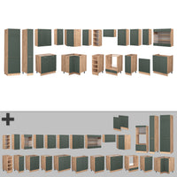 Vicco Cucina angolare completa Quercia verde-oro Country/oro Power 347 x 257 cm , PL Marmo