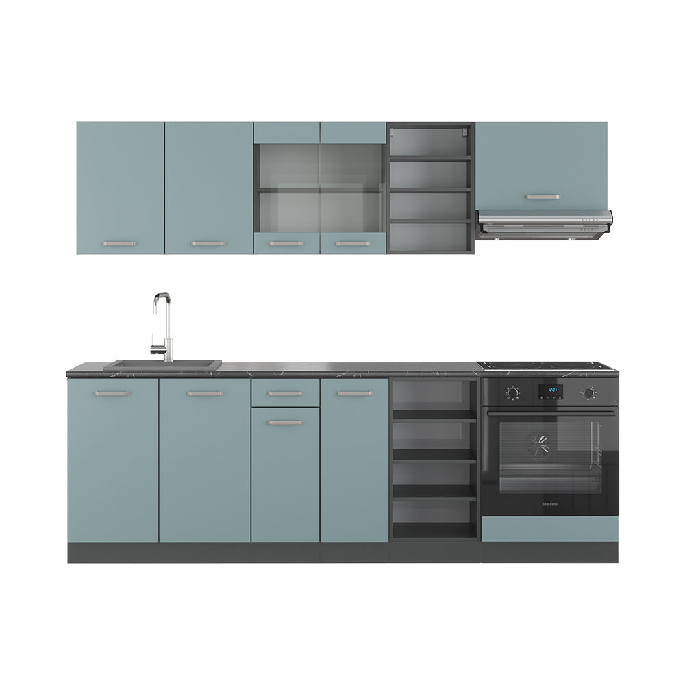 Vicco Cucina componibile Blu-grigio/antracite 240 cm , PL Antracite