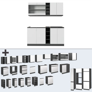 Vicco Cucina completa Bianco/antracite 160 cm , PL Marmo