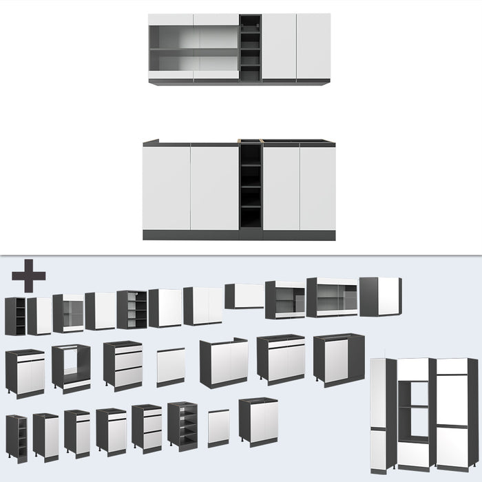 Vicco Cucina completa Bianco/antracite 160 cm , PL Marmo