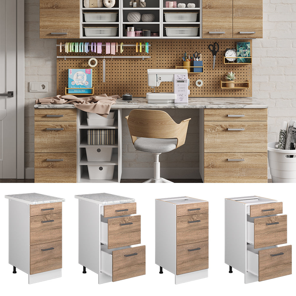Vicco Base universale Sonoma 40 cm con cassetti, senza piano di lavoro