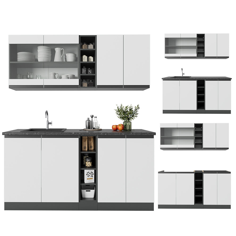 Vicco Cucina completa Bianco/antracite 160 cm , PL Rovere