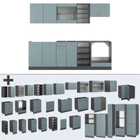 Vicco Cucina componibile Blu-grigio/antracite 240 cm , PL Antracite