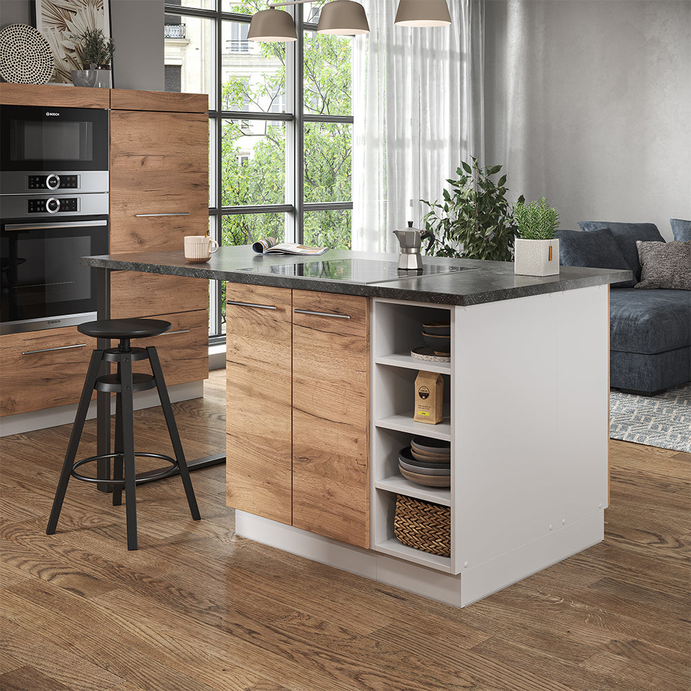 Vicco Isola cucina Quercia dorata/bianco 90 cm senza piano di lavoro