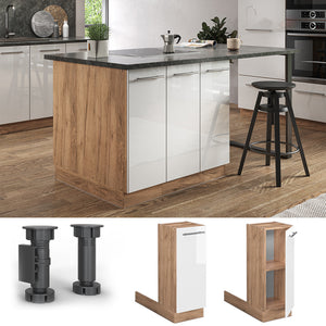 Vicco Isola cucina Bianco lucido 30 cm senza piano di lavoro