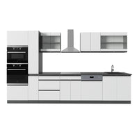 Vicco Cucina componibile Bianco/antracite 350 cm Forma a J, con mobile alto, senza piano di lavoro