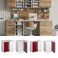 Vicco Armadio universale ad angolo Rosso bordeaux lucido 86 cm con anta, con piano di lavoro