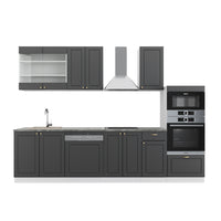 Vicco Cucina componibile Antracite-Oro/Bianco 300 cm con armadio alto, PL Antracite