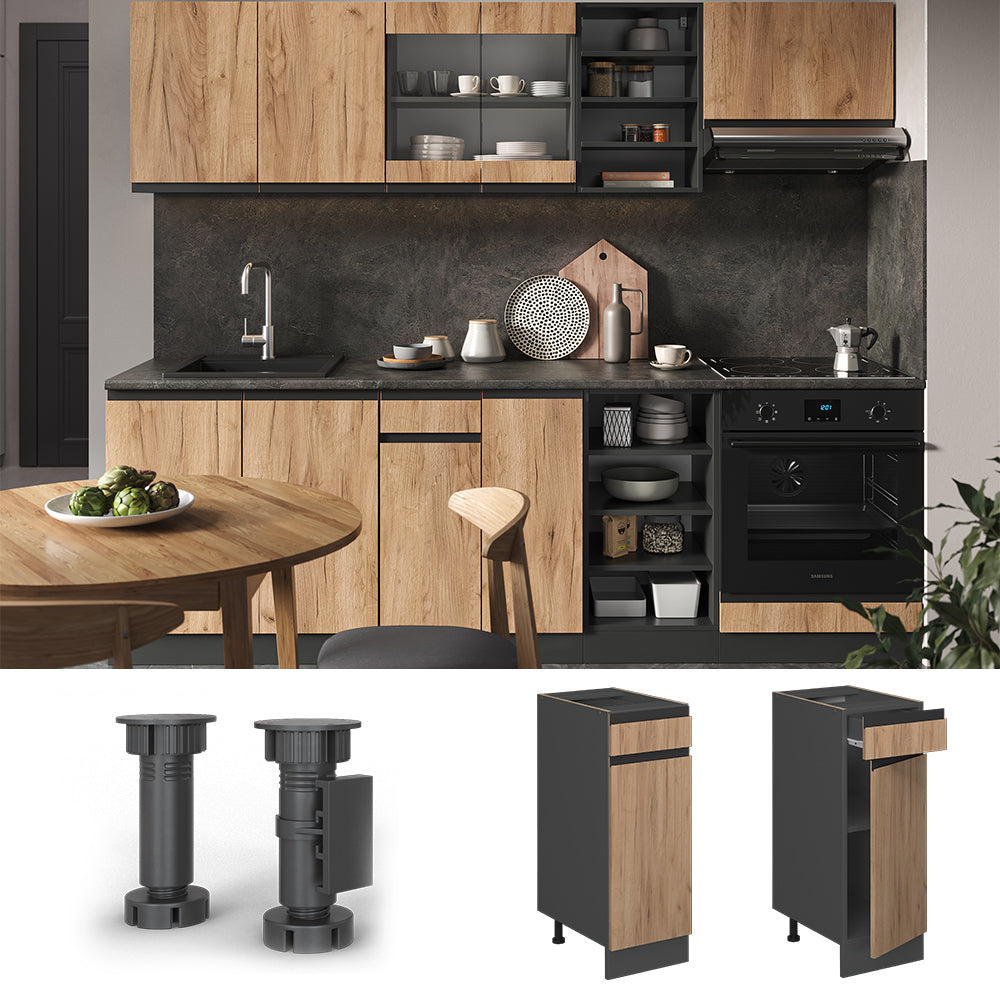 Vicco Mobiletto base per cucina Quercia dorata 30 cm , PL Antracite