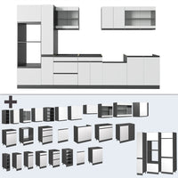 Vicco Cucina componibile Bianco/antracite 350 cm Forma a J, con mobile alto, senza piano di lavoro
