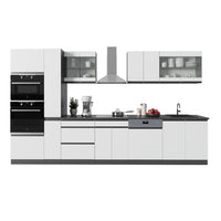 Vicco Cucina componibile Bianco/antracite 350 cm Forma a J, con mobile alto, senza piano di lavoro