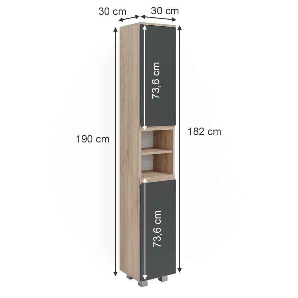 Vicco Mobile bagno alto Sonoma 30 x 190 cm