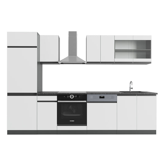 Vicco Cucina componibile Bianco/antracite 300 cm Forma a J