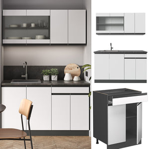 Vicco Cucina monoblocco Bianco/antracite 140 cm , PL Rovere