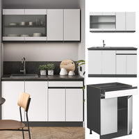 Vicco Cucina monoblocco Bianco/antracite 140 cm , PL Marmo