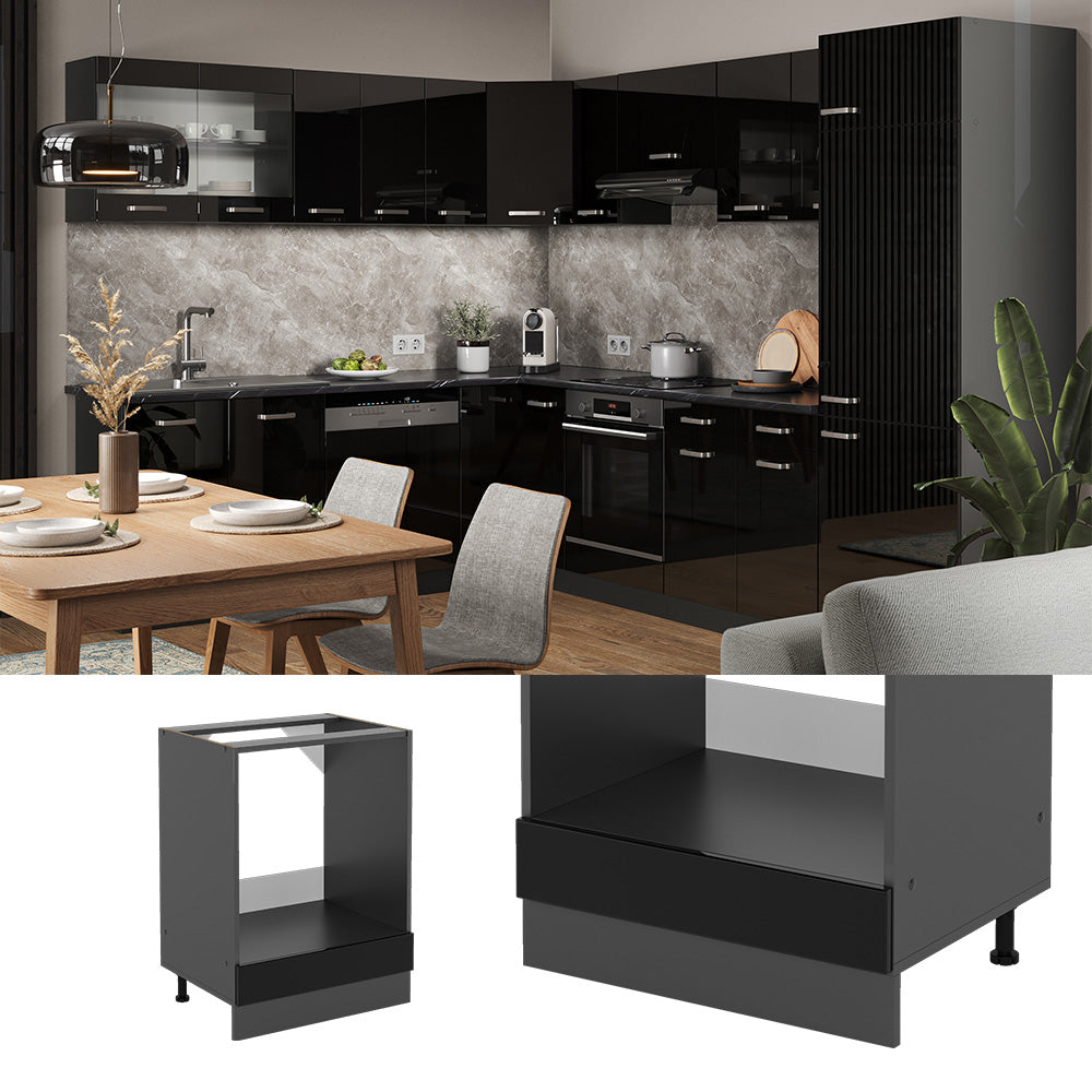 Vicco Mobile per forno da incasso Nero lucido 60 cm , PL Rovere