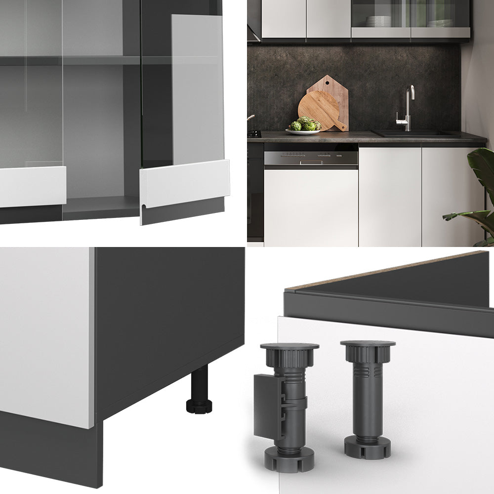 Vicco Cucina componibile Bianco/antracite 300 cm , PL Rovere