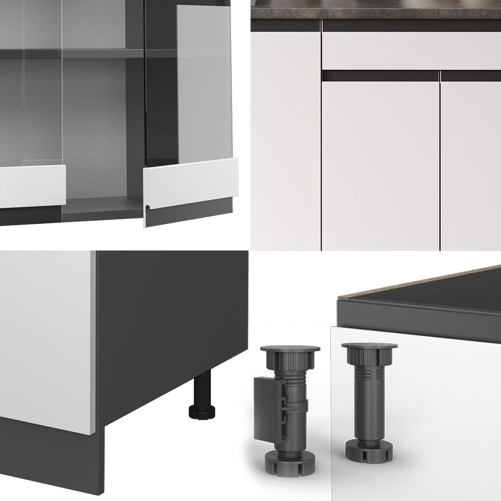 Vicco Cucina completa Bianco/antracite 140 cm Forma a J