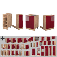 Vicco Isola cucina Bordeaux lucido/rovere dorato 90 cm senza piano di lavoro