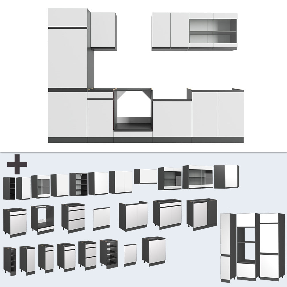 Vicco Cucina componibile Bianco/antracite 300 cm , PL Rovere