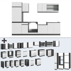 Vicco Cucina componibile Bianco/antracite 300 cm , PL Rovere