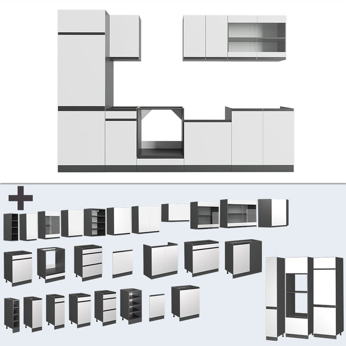 Vicco Cucina componibile Bianco/antracite 300 cm , PL Marmo