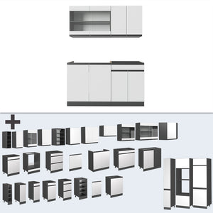 Vicco Cucina monoblocco Bianco/antracite 140 cm , PL Rovere