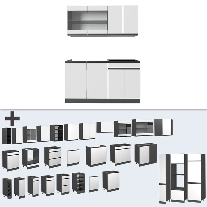 Vicco Cucina monoblocco Bianco/antracite 140 cm , PL Antracite