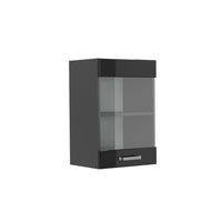 Vicco Mobile da cucina in vetro Nero lucido 40 cm