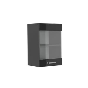 Vicco Mobile da cucina in vetro Nero lucido 40 cm
