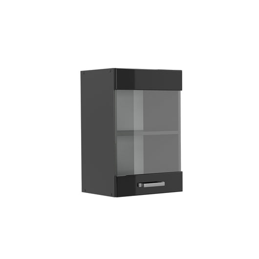 Vicco Mobile da cucina in vetro Nero lucido 40 cm