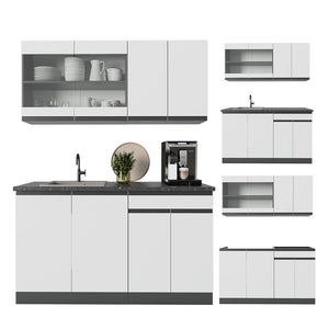 Vicco Cucina monoblocco Bianco/antracite 140 cm , PL Rovere