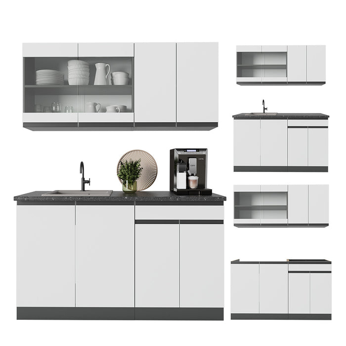 Vicco Cucina monoblocco Bianco/antracite 140 cm , PL Antracite