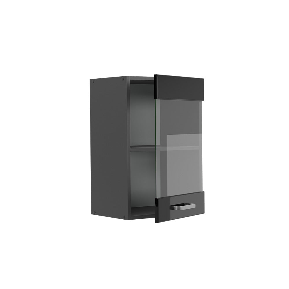 Vicco Mobile da cucina in vetro Nero lucido 40 cm