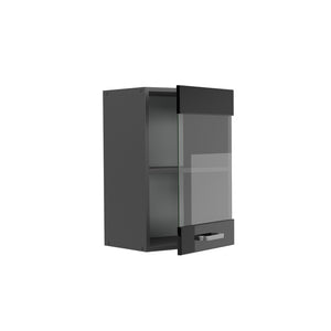 Vicco Mobile da cucina in vetro Nero lucido 40 cm