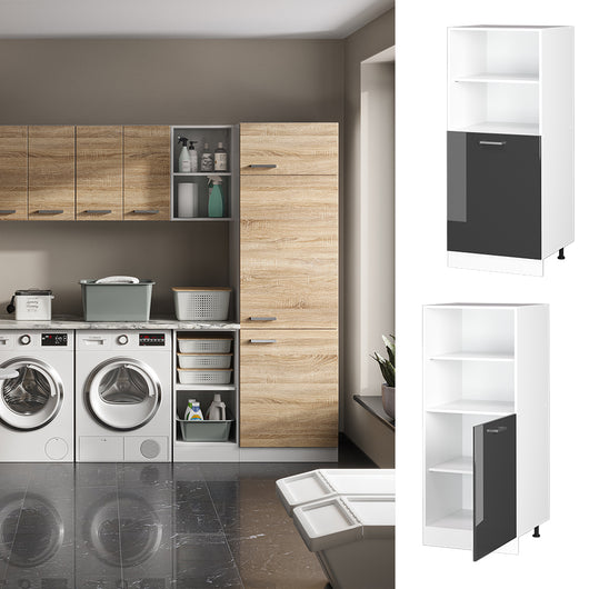 Vicco Dispensa universale Antracite lucido 60 cm con ripiani aperti e anta