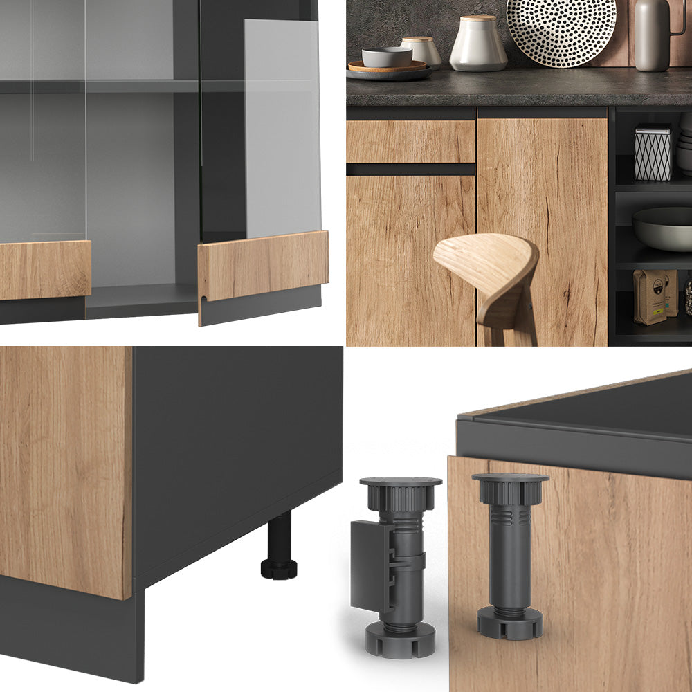 Vicco Cucina componibile Quercia dorata/antracite 240 cm , PL Marmo