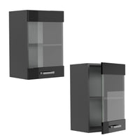 Vicco Mobile da cucina in vetro Nero lucido 40 cm