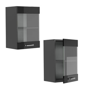 Vicco Mobile da cucina in vetro Nero lucido 40 cm