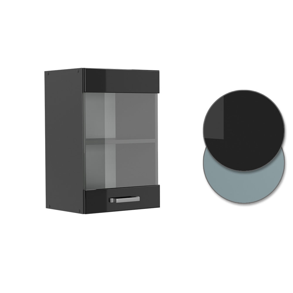 Vicco Mobile da cucina in vetro Nero lucido 40 cm