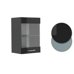 Vicco Mobile da cucina in vetro Nero lucido 40 cm
