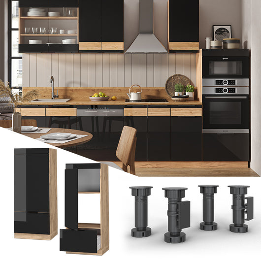 Vicco Set mobili bagno Rovere nero lucido 60 cm