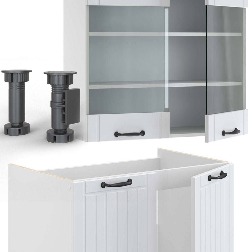 Vicco Cucina componibile Casa di campagna bianca/bianco 235 cm , PL Antracite