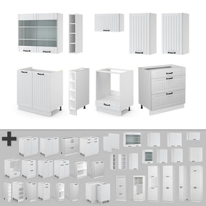 Vicco Cucina componibile Casa di campagna bianca/bianco 235 cm senza piano di lavoro