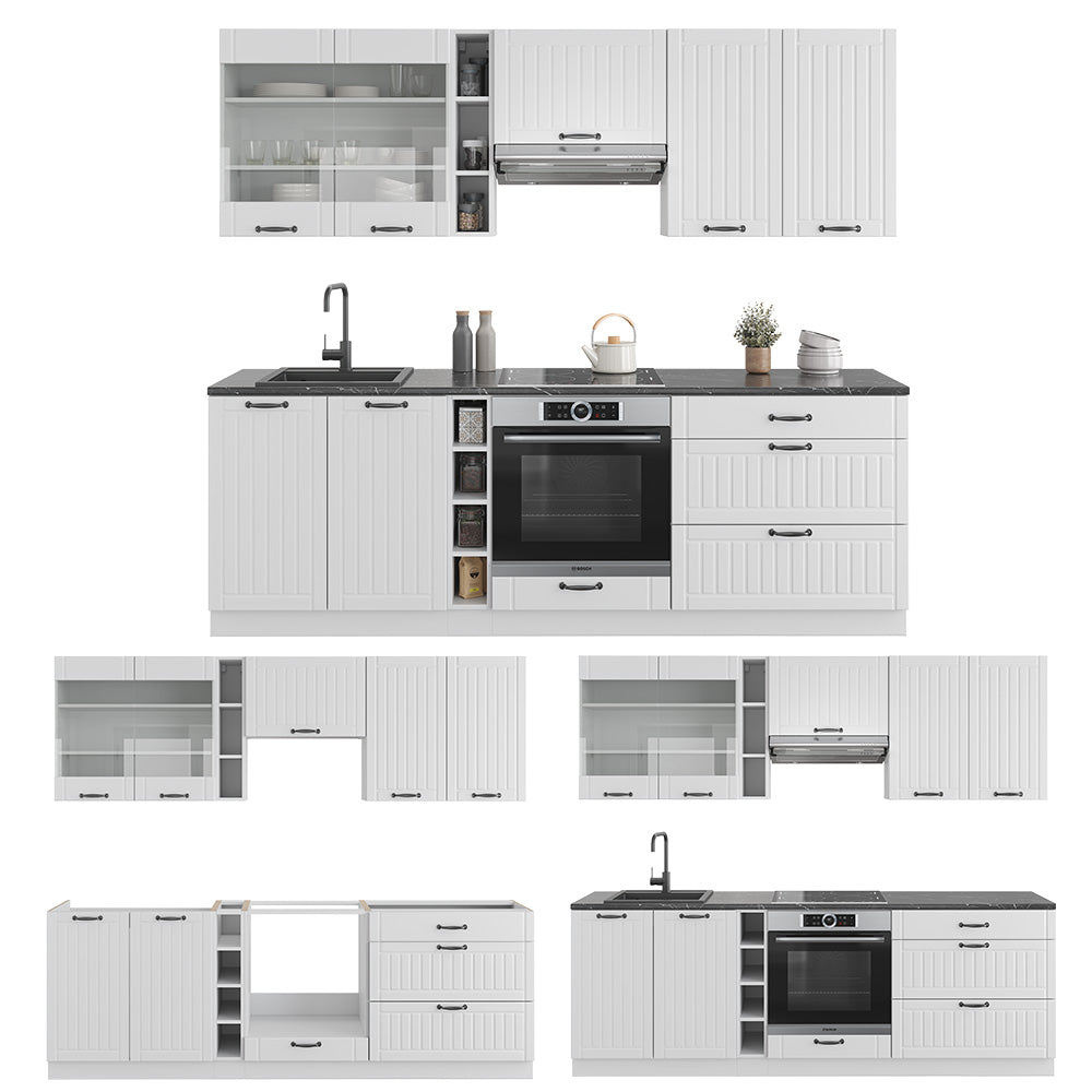 Vicco Cucina componibile Casa di campagna bianca/bianco 235 cm , PL Rovere
