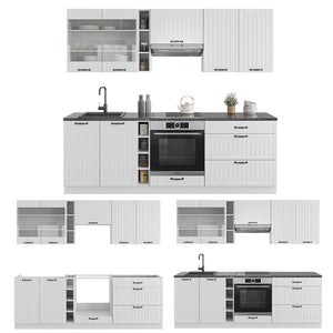 Vicco Cucina componibile Casa di campagna bianca/bianco 235 cm , PL Rovere