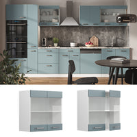 Vicco Mobile da cucina in vetro Grigio-blu 60 cm
