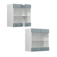 Vicco Mobile da cucina in vetro Grigio-blu 60 cm