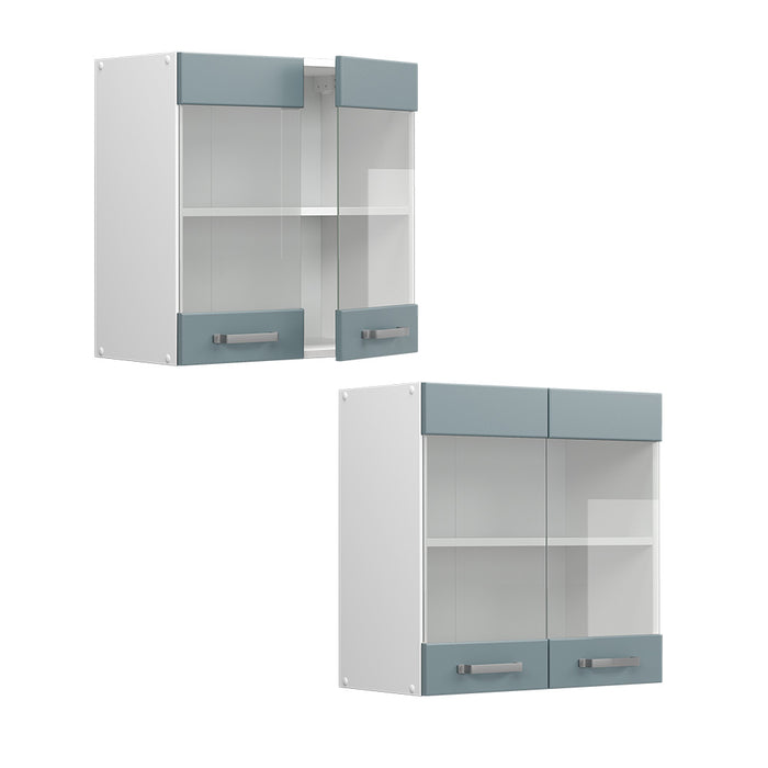 Vicco Mobile da cucina in vetro Grigio-blu 60 cm